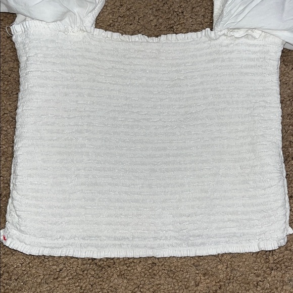 Xirena Issa Smocked Square Neck Puff Sleeve Crop Top White Medium - Picture 4 of 8